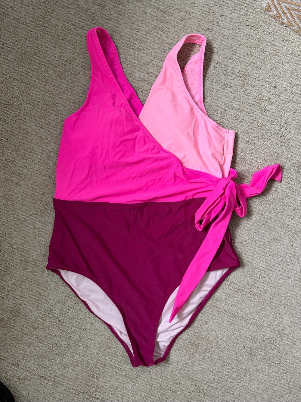 Cupshe Pink Colorblock One-Piece Swimsuit with Tie